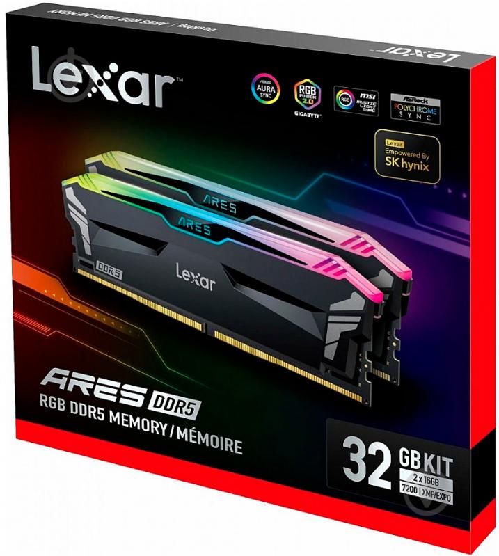 Оперативна пам'ять Lexar DDR5 SDRAM 32 GB (2x16GB) 7200 MHz (LD5U16G72C34LA-RGD) - фото 5