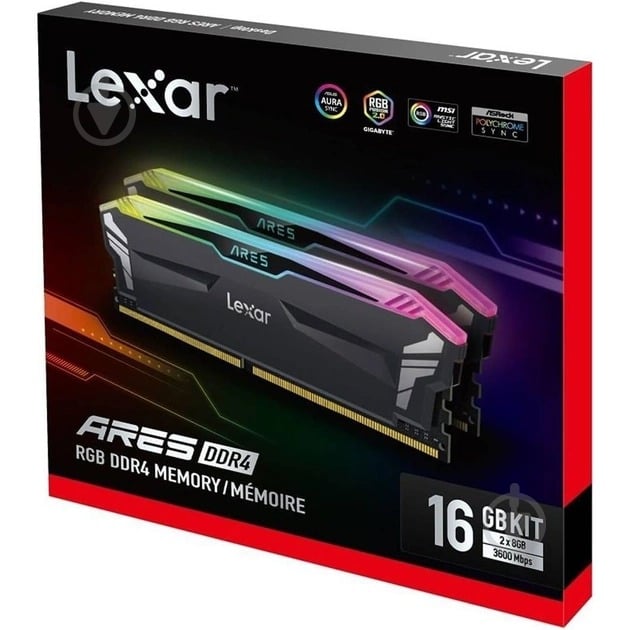 Оперативна пам'ять Lexar DDR4 SDRAM 32 GB (2x16GB) 3600 MHz (LD4BU016G-R3600GDLA) - фото 3