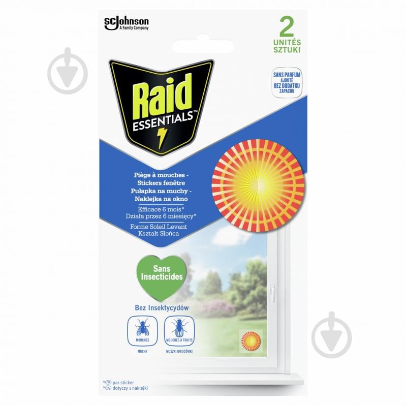 Ловушка клеевая Raid Наклейки от мух 2 шт - фото 1