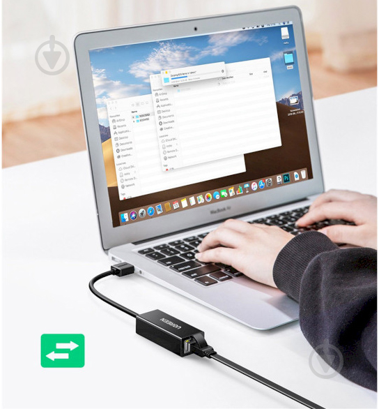 Переходник UGREEN CR110 USB 2.0 Ethernet Adapter 0,1 м черный (20254) - фото 7