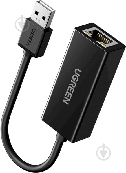 Переходник UGREEN CR110 USB 2.0 Ethernet Adapter 0,1 м черный (20254) - фото 1