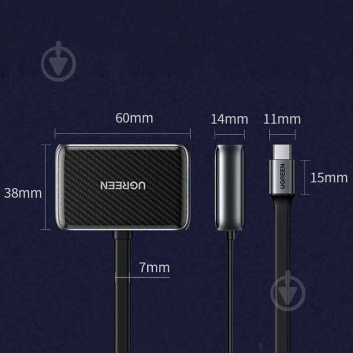 Адаптер UGREEN USB Type-C to HDMI VGA 0,15 м black (70549) - фото 5