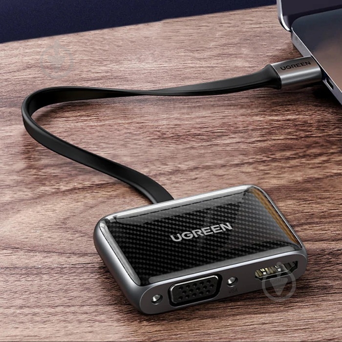 Адаптер UGREEN USB Type-C to HDMI VGA 0,15 м black (70549) - фото 3