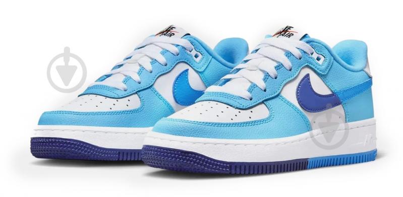 Кросівки для дівчаток демісезонні Nike AIR FORCE 1 LV8 2 (GS) DZ2660-100 р.38 білі із блакитним - фото 3