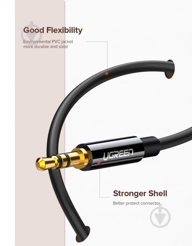 Кабель UGREEN Stereo 3.5mm Male to 2x 3.5mm Female Audio Cable 0,20 м white (10739) - фото 4 Кабель UGREEN Stereo 3.5mm Male to 2x 3.5mm Female Audio Cable 0,20 м white (10739) - фото 4