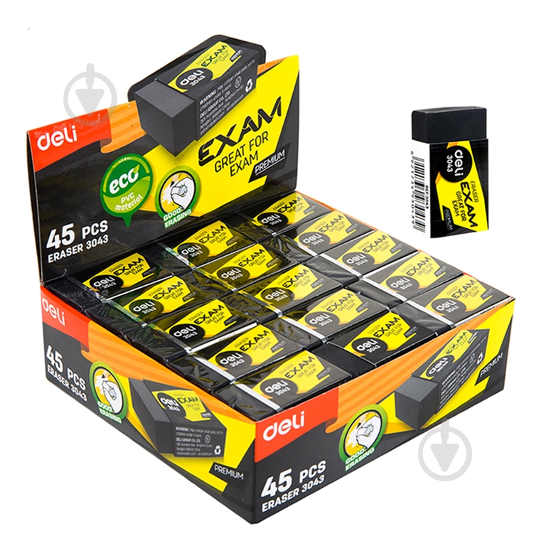 Ластик 40х22х12 мм черная E3043 Deli - фото 1 Ластик 40х22х12 мм черная E3043 Deli - фото 1