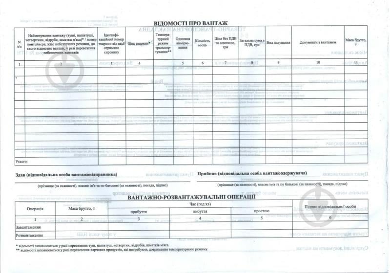 Бланк Товарно-транспортная накладная 1-ТН А4 нумерованная офсет - фото 2 Бланк Товарно-транспортная накладная 1-ТН А4 нумерованная офсет - фото 2