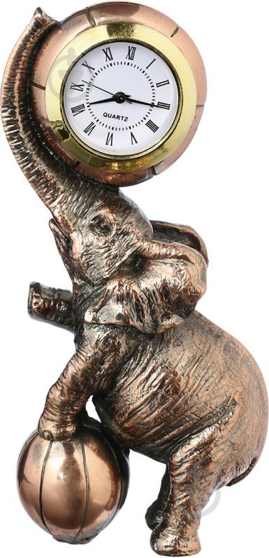 Статуэтка-часы слон с мячом Е550 15х7 см медный - фото 1