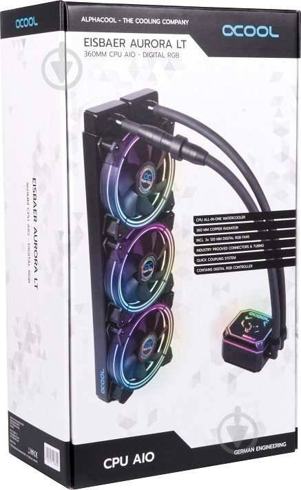 Система водного охлаждения Alphacool Eisbaer Aurora LT360 Digital RGB (11679) - фото 10