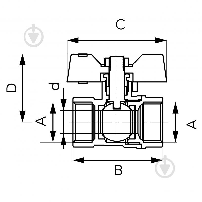 Кран кульовий Ferro F-Comfort 20 бар ручка «метелик» вр-вр 1/2” KFCM1 - фото 2