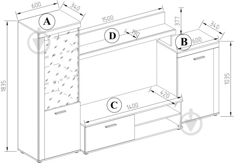 Стенка Остин 2 Світ Меблів дуб артизан - фото 2