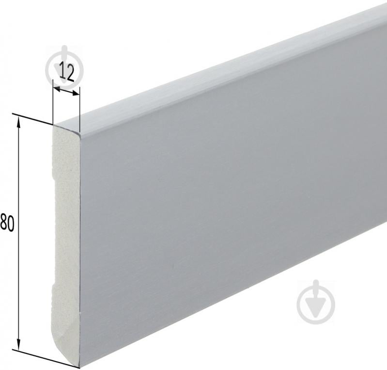 Плінтус дюрополімер King Floor JC 648-B-Y срібний 2000х80х12 мм - фото 3