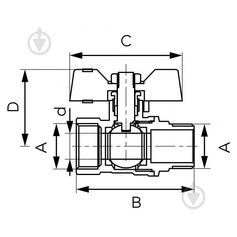 Кран кульовий Ferro F-Comfort 20 бар ручка «метелик» зн-вр 1/2” KFCM11 - фото 2