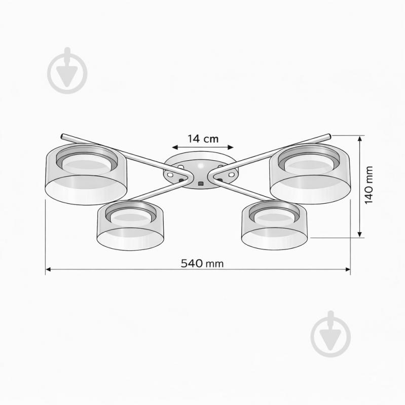 Люстра потолочная LIGHT SET DUSHA MS228 4x12 Вт GX53 белый/дымчатый - фото 5