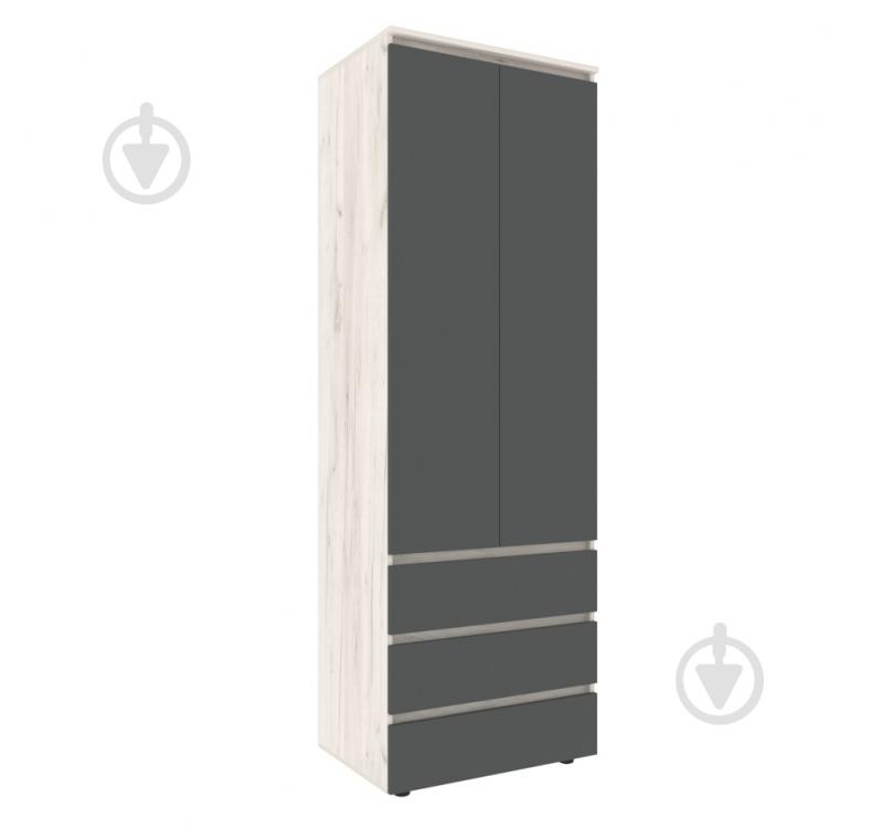 Шкаф для одежды DC STEVE с полками 2100х700х500 мм дуб крафт белый / графит - фото 1 Шкаф для одежды DC STEVE с полками 2100х700х500 мм дуб крафт белый / графит - фото 1