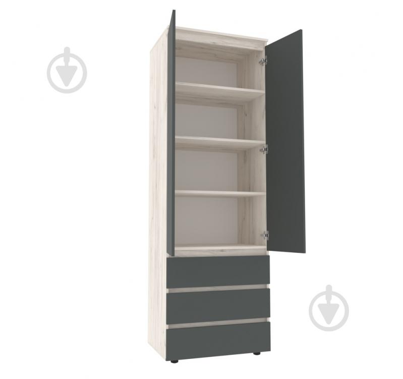 Шкаф для одежды DC STEVE с полками 2100х700х500 мм дуб крафт белый / графит - фото 2 Шкаф для одежды DC STEVE с полками 2100х700х500 мм дуб крафт белый / графит - фото 2