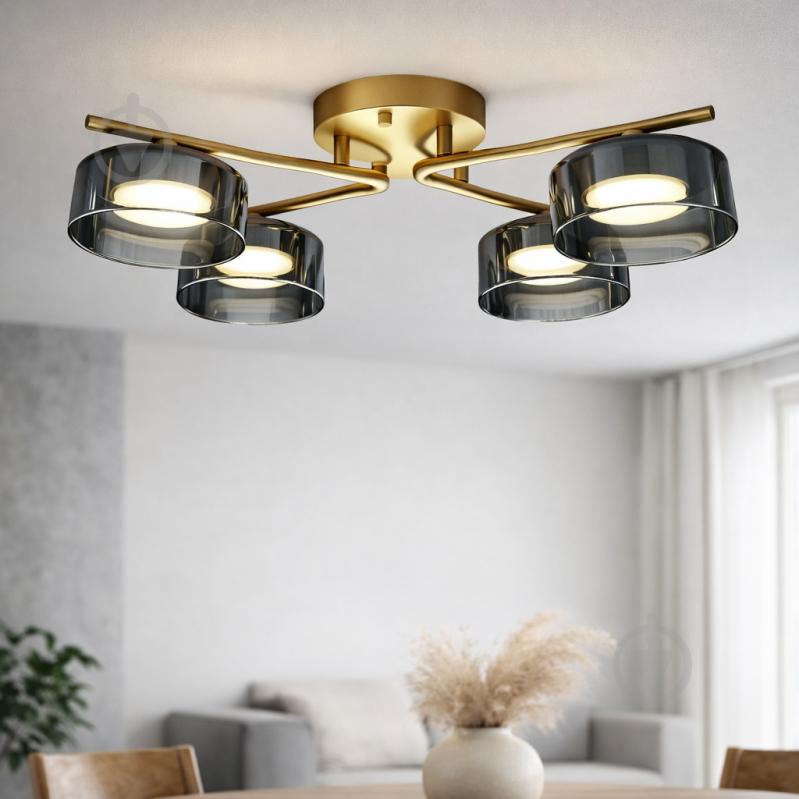 Люстра стельова LIGHT SET DUSHA MS228 4x12 Вт GX53 золотий/димчатий - фото 1