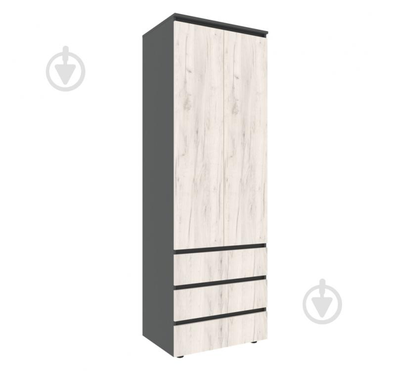 Шкаф для одежды DC STEVE со штангой 2100х700х500 мм графит / дуб крафт белый - фото 1 Шкаф для одежды DC STEVE со штангой 2100х700х500 мм графит / дуб крафт белый - фото 1