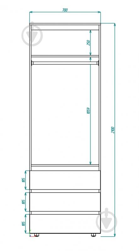 Шкаф для одежды DC STEVE со штангой 2100х700х500 мм графит / дуб крафт белый - фото 3 Шкаф для одежды DC STEVE со штангой 2100х700х500 мм графит / дуб крафт белый - фото 3