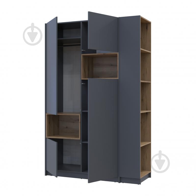 Шафа для одягу Doros Дейл 2ДСП з етажеркою 2200х1432х520 мм графіт / графіт - фото 2 Шафа для одягу Doros Дейл 2ДСП з етажеркою 2200х1432х520 мм графіт / графіт - фото 2