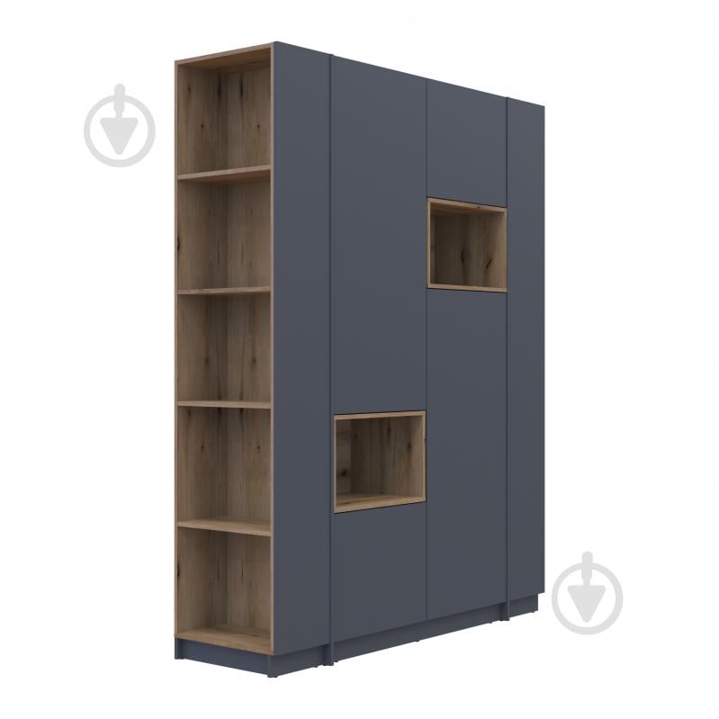 Шафа для одягу Doros Дейл 2ДСП з етажеркою 2200х1432х520 мм графіт / графіт - фото 5 Шафа для одягу Doros Дейл 2ДСП з етажеркою 2200х1432х520 мм графіт / графіт - фото 5