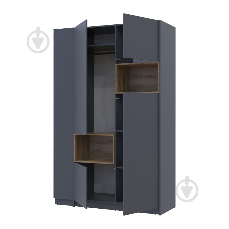 Шафа для одягу Doros Дейл 2ДСП з етажеркою 2200х1432х520 мм графіт / графіт - фото 7 Шафа для одягу Doros Дейл 2ДСП з етажеркою 2200х1432х520 мм графіт / графіт - фото 7