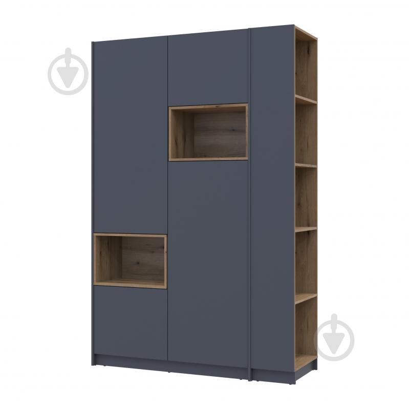 Шафа для одягу Doros Дейл 2ДСП з етажеркою 2200х1432х520 мм графіт / графіт - фото 1 Шафа для одягу Doros Дейл 2ДСП з етажеркою 2200х1432х520 мм графіт / графіт - фото 1