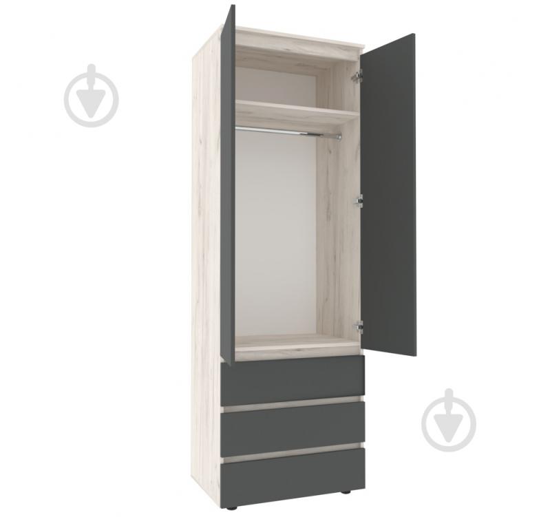 Шафа для одягу DC STEVE зі штангою 2100х700х500 мм дуб крафт білий / графіт - фото 2 Шафа для одягу DC STEVE зі штангою 2100х700х500 мм дуб крафт білий / графіт - фото 2