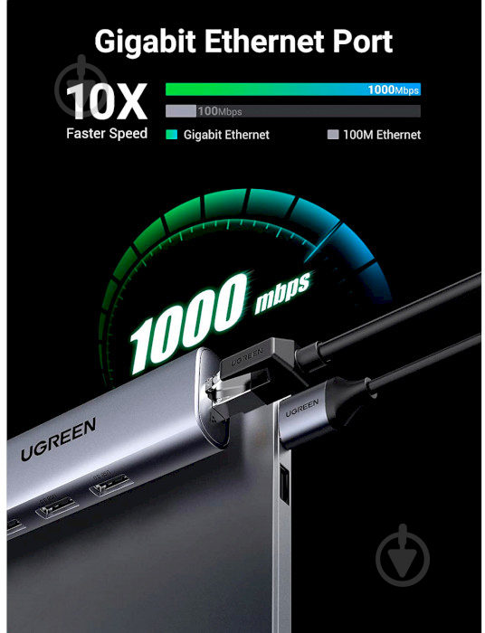 Док-станция UGREEN USB A 3.0 - HDMI/USB 3.0х3/RJ45/MICRO USB CM266 (60812) - фото 3