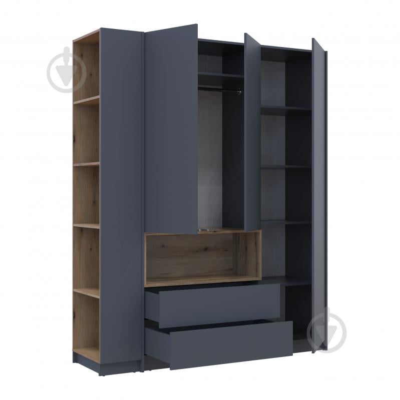 Шафа для одягу Doros Дейл 3ДСП з етажеркою 2200х1780х520 мм графіт / графіт - фото 2 Шафа для одягу Doros Дейл 3ДСП з етажеркою 2200х1780х520 мм графіт / графіт - фото 2