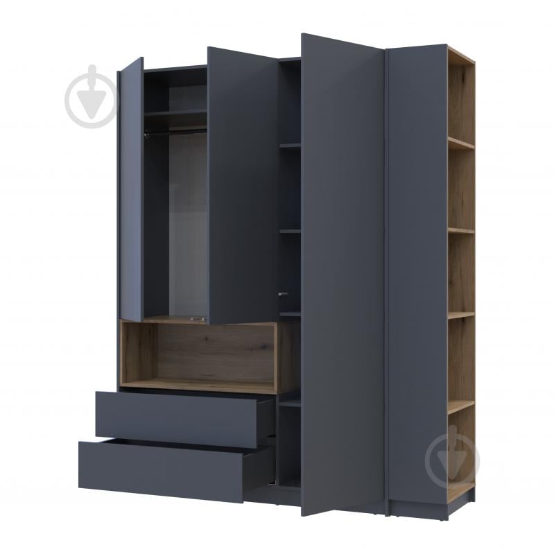 Шафа для одягу Doros Дейл 3ДСП з етажеркою 2200х1780х520 мм графіт / графіт - фото 8 Шафа для одягу Doros Дейл 3ДСП з етажеркою 2200х1780х520 мм графіт / графіт - фото 8