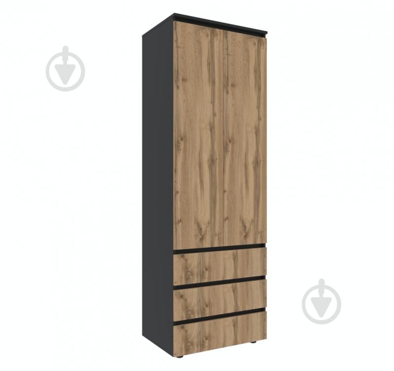 Шкаф для одежды DC STEVE с полками 2100х700х500 мм черный / дуб тахо - фото 1 Шкаф для одежды DC STEVE с полками 2100х700х500 мм черный / дуб тахо - фото 1