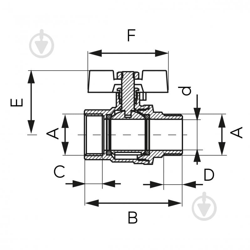 Кран шаровой Ferro F-Power 30 бар с дросселем нр-вр ½” KFPM11 - фото 2