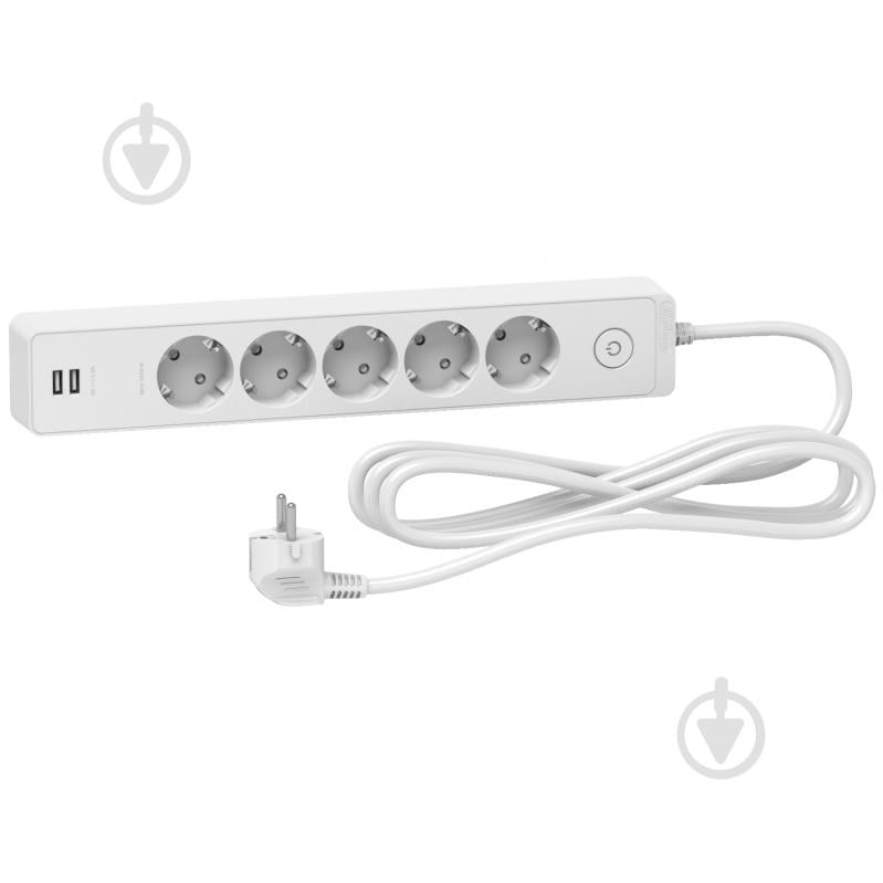 Удлинитель Schneider Electric + 2 USB із заземленням 5 гн. белый 3 м ST945U3W - фото 1