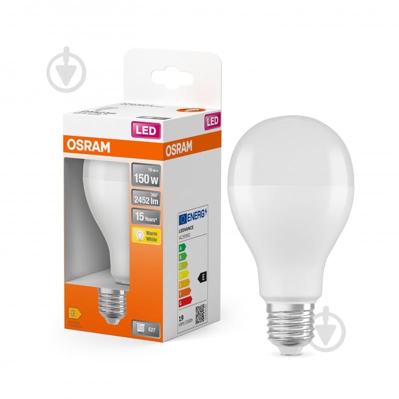 Лампа світлодіодна Osram Classic А150 19 Вт E27 220 В 2700 К 4058075292536 - фото 1