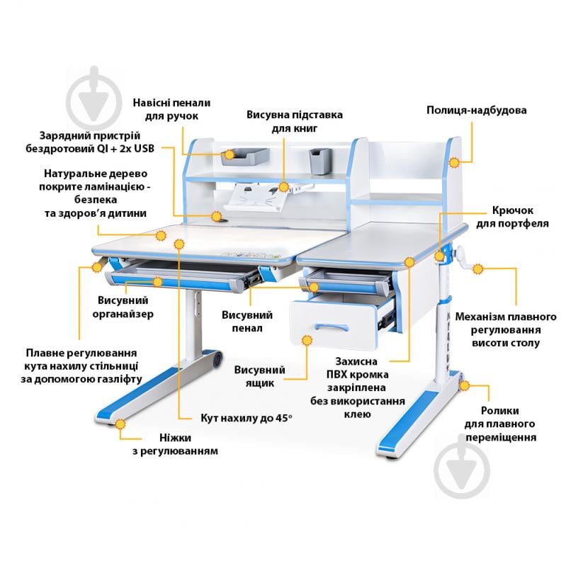 Дитячий стіл Mealux Sherwood W/BL Energy (BD-830 W/BL Energy) - фото 12