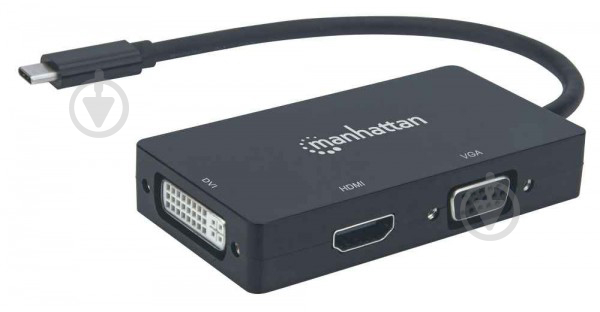 Док-станция Intracom Manhattan USB Type-C-HDMI/DVI-I/VGA black (152983) - фото 3