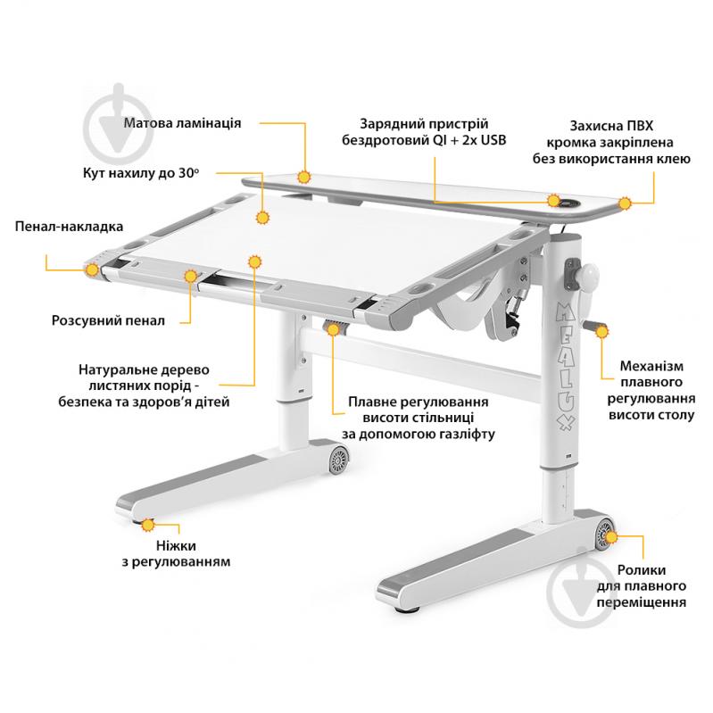 Дитячий стіл Mealux Ergowood L Multicolor W Energy (BD-810 W/MC Energy) - фото 3