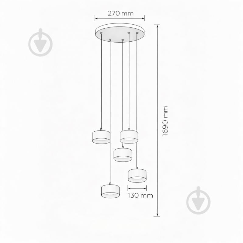 Люстра подвесная LIGHT SET DUSHA MS241-D5 5x12 Вт GX53 черный/дымчатый - фото 3