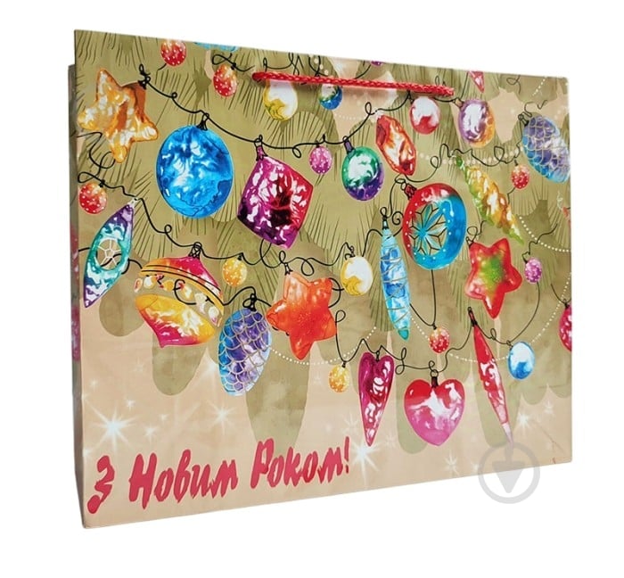 Пакет подарочный 32х44х10 «Елочная гирлянда" Гулівер Країна - фото 1 Пакет подарочный 32х44х10 «Елочная гирлянда" Гулівер Країна - фото 1