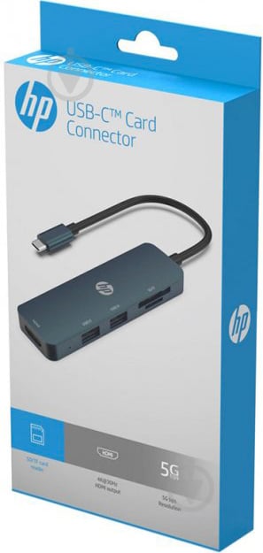 Док-станція HP USB3.1 Type-C - HDMI/USB3.0x2/SD+TF blue (DHC-CT203) - фото 6