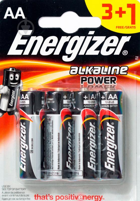Батарейки Energizer Alkaline Power AA (пальчикові) 4 шт. (E300159800) - фото 1