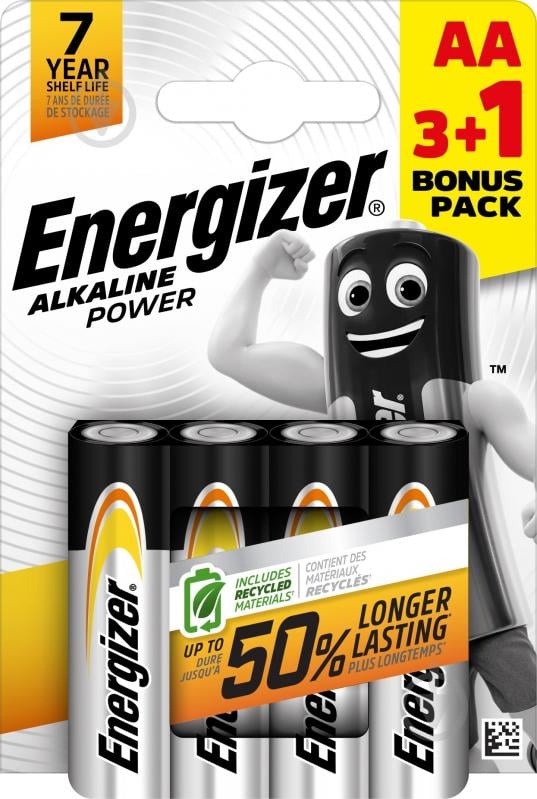 Батарейки Energizer Alkaline Power AA (пальчикові) 4 шт. (E300159800) - фото 1