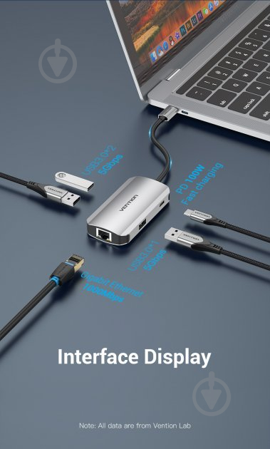 Док-станція Vention USB HUB 5 в 1 silver (TNFHB) - фото 2