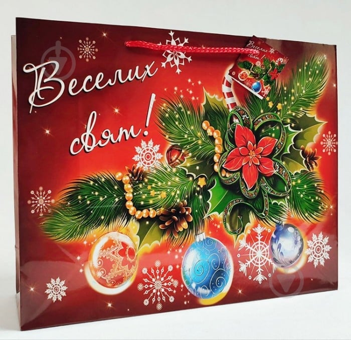 Пакет подарочный Праздничная композиция 32x44x10 см Гулівер Країна - фото 1 Пакет подарочный Праздничная композиция 32x44x10 см Гулівер Країна - фото 1