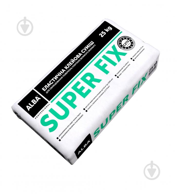 Клей для плитки ALBA великого формату «SUPER FIX» C2TE 25 кг - фото 1 Клей для плитки ALBA великого формату «SUPER FIX» C2TE 25 кг - фото 1