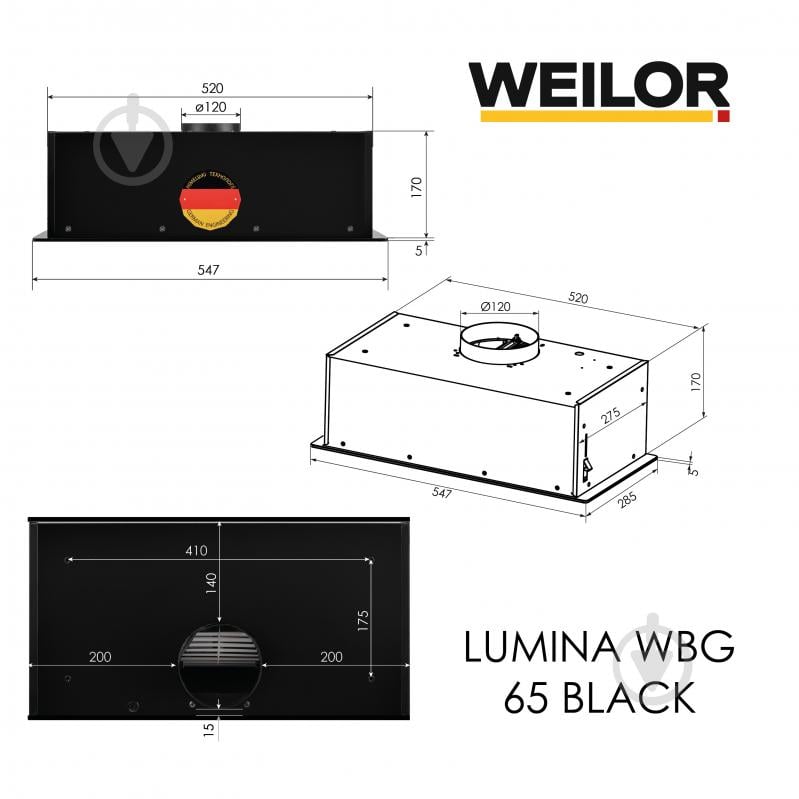 Вытяжка WEILOR LUNA WBG 55 BLACK - фото 16 Вытяжка WEILOR LUNA WBG 55 BLACK - фото 16
