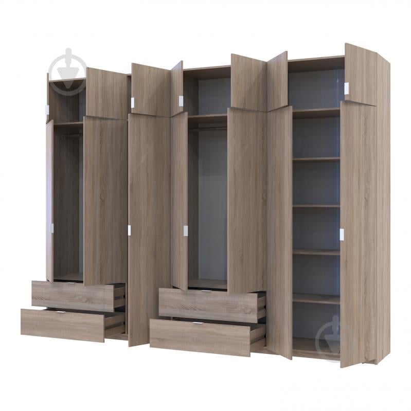 Шкаф для одежды Doros Лукас 3+4ДСП 2400х3150х500 мм дуб сонома / дуб сонома - фото 2 Шкаф для одежды Doros Лукас 3+4ДСП 2400х3150х500 мм дуб сонома / дуб сонома - фото 2