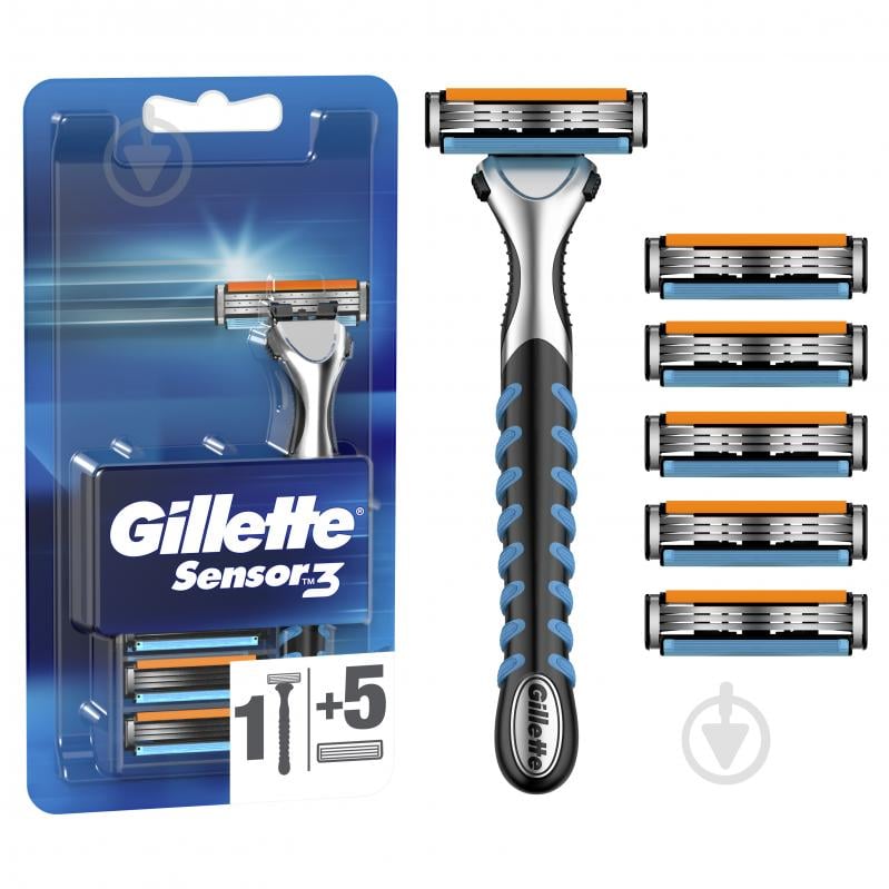 Станок для гоління Gillette Sensor3 + 6 змінних картриджів - фото 1