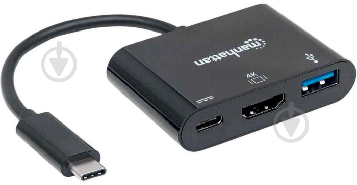 Док-станція Intracom USB3.1 Type-C — USB3.0/HDMI/USB-C (F) black (152037) - фото 2